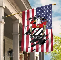 ScotsTee Shop American Mayer Coat of Arms Scratch on American Flag U.S. Flag Garden Flag/ House Flag