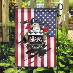 ScotsTee Shop American Longbottom Coat of Arms Scratch on American Flag U.S. Flag Garden Flag/ House Flag