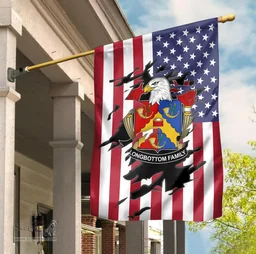 ScotsTee Shop American Longbottom Coat of Arms Scratch on American Flag U.S. Flag Garden Flag/ House Flag
