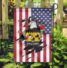 ScotsTee Shop American Jenks Coat of Arms Scratch on American Flag U.S. Flag Garden Flag/ House Flag