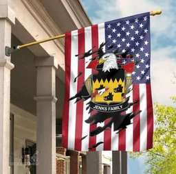 ScotsTee Shop American Jenks Coat of Arms Scratch on American Flag U.S. Flag Garden Flag/ House Flag