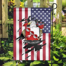 ScotsTee Shop American MacWilliams Coat of Arms Scratch on American Flag U.S. Flag Garden Flag/ House Flag