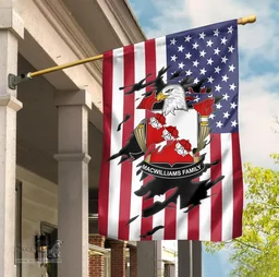 ScotsTee Shop American MacWilliams Coat of Arms Scratch on American Flag U.S. Flag Garden Flag/ House Flag