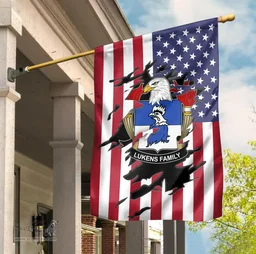 ScotsTee Shop American Lukens Coat of Arms Scratch on American Flag U.S. Flag Garden Flag/ House Flag