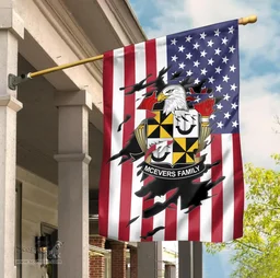 ScotsTee Shop American McEvers Coat of Arms Scratch on American Flag U.S. Flag Garden Flag/ House Flag