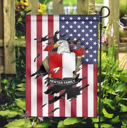 ScotsTee Shop American Herter Coat of Arms Scratch on American Flag U.S. Flag Garden Flag/ House Flag