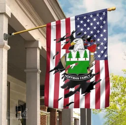 ScotsTee Shop American Hoffman Coat of Arms Scratch on American Flag U.S. Flag Garden Flag/ House Flag
