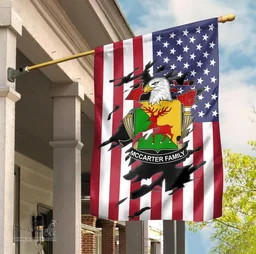 ScotsTee Shop American McCarter Coat of Arms Scratch on American Flag U.S. Flag Garden Flag/ House Flag