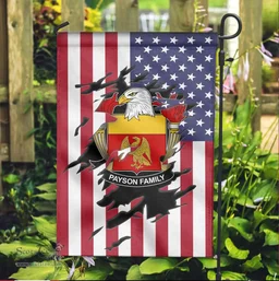 ScotsTee Shop American Payson Coat of Arms Scratch on American Flag U.S. Flag Garden Flag/ House Flag