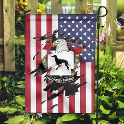 ScotsTee Shop American Hodsden Coat of Arms Scratch on American Flag U.S. Flag Garden Flag/ House Flag