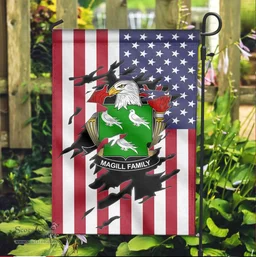 ScotsTee Shop American Magill Coat of Arms Scratch on American Flag U.S. Flag Garden Flag/ House Flag