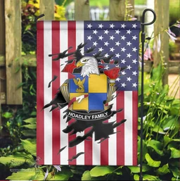 ScotsTee Shop American Hoadley Coat of Arms Scratch on American Flag U.S. Flag Garden Flag/ House Flag