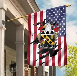 ScotsTee Shop American Milborn Coat of Arms Scratch on American Flag U.S. Flag Garden Flag/ House Flag