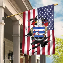 ScotsTee Shop American Jessup Coat of Arms Scratch on American Flag U.S. Flag Garden Flag/ House Flag