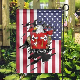ScotsTee Shop American Lash Coat of Arms Scratch on American Flag U.S. Flag Garden Flag/ House Flag