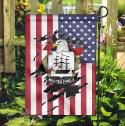 ScotsTee Shop American Meares Coat of Arms Scratch on American Flag U.S. Flag Garden Flag/ House Flag