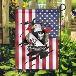 ScotsTee Shop American Redwood Coat of Arms Scratch on American Flag U.S. Flag Garden Flag/ House Flag