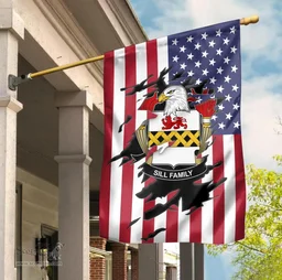 ScotsTee Shop American Sill Coat of Arms Scratch on American Flag U.S. Flag Garden Flag/ House Flag