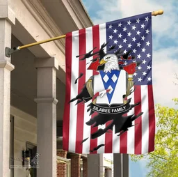 ScotsTee Shop American Silabee Coat of Arms Scratch on American Flag U.S. Flag Garden Flag/ House Flag