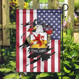 ScotsTee Shop American Powel Coat of Arms Scratch on American Flag U.S. Flag Garden Flag/ House Flag