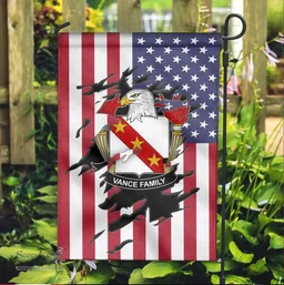 ScotsTee Shop American Van Cortlandt Coat of Arms Scratch on American Flag U.S. Flag Garden Flag/ House Flag