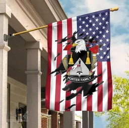 ScotsTee Shop American Porter Coat of Arms Scratch on American Flag U.S. Flag Garden Flag/ House Flag