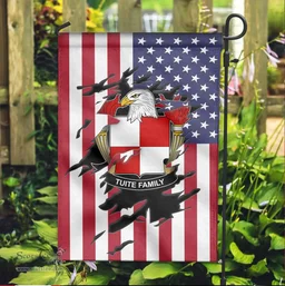 ScotsTee Shop American Tuite Coat of Arms Scratch on American Flag U.S. Flag Garden Flag/ House Flag