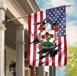ScotsTee Shop American Roosevelt Coat of Arms Scratch on American Flag U.S. Flag Garden Flag/ House Flag