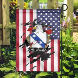 ScotsTee Shop American Wistar Coat of Arms Scratch on American Flag U.S. Flag Garden Flag/ House Flag
