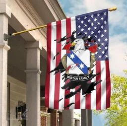 ScotsTee Shop American Wistar Coat of Arms Scratch on American Flag U.S. Flag Garden Flag/ House Flag