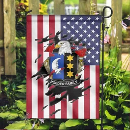 ScotsTee Shop American Roeder Coat of Arms Scratch on American Flag U.S. Flag Garden Flag/ House Flag