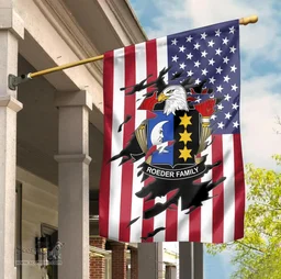 ScotsTee Shop American Roeder Coat of Arms Scratch on American Flag U.S. Flag Garden Flag/ House Flag