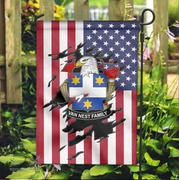 ScotsTee Shop American Van Sittart Coat of Arms Scratch on American Flag U.S. Flag Garden Flag/ House Flag