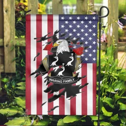ScotsTee Shop American Waring Coat of Arms Scratch on American Flag U.S. Flag Garden Flag/ House Flag