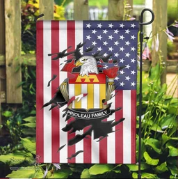 ScotsTee Shop American Prioleau Coat of Arms Scratch on American Flag U.S. Flag Garden Flag/ House Flag