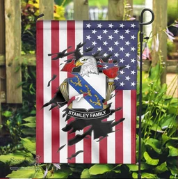 ScotsTee Shop American Stanley Coat of Arms Scratch on American Flag U.S. Flag Garden Flag/ House Flag