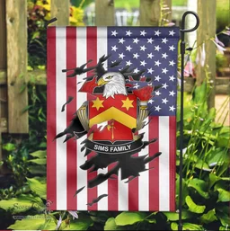 ScotsTee Shop American Sims Coat of Arms Scratch on American Flag U.S. Flag Garden Flag/ House Flag