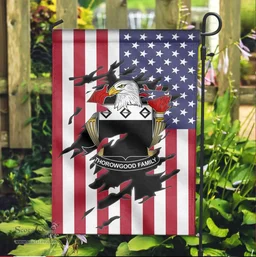 ScotsTee Shop American Thorowgood Coat of Arms Scratch on American Flag U.S. Flag Garden Flag/ House Flag