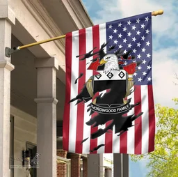 ScotsTee Shop American Thorowgood Coat of Arms Scratch on American Flag U.S. Flag Garden Flag/ House Flag