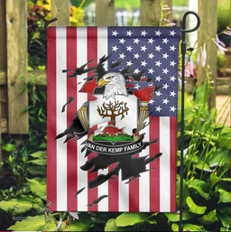 ScotsTee Shop American Van Derlip Coat of Arms Scratch on American Flag U.S. Flag Garden Flag/ House Flag