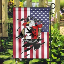 ScotsTee Shop American Roberts Coat of Arms Scratch on American Flag U.S. Flag Garden Flag/ House Flag