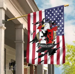 ScotsTee Shop American Roberts Coat of Arms Scratch on American Flag U.S. Flag Garden Flag/ House Flag