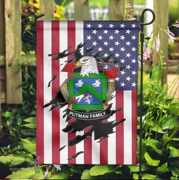 ScotsTee Shop American Putman Coat of Arms Scratch on American Flag U.S. Flag Garden Flag/ House Flag
