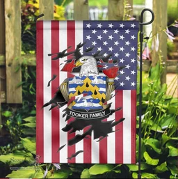 ScotsTee Shop American Tooker Coat of Arms Scratch on American Flag U.S. Flag Garden Flag/ House Flag