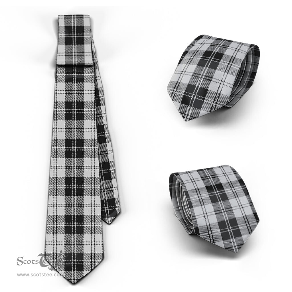 ScotsTee Shop Scottish Erskine Black and White Tartan Tie Plaid Necktie