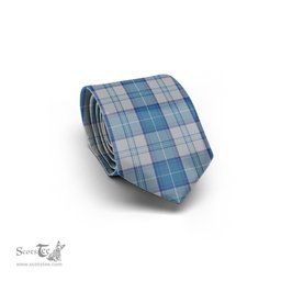 ScotsTee Shop Scottish Menzies Dress Blue and White Tartan Tie Plaid Necktie