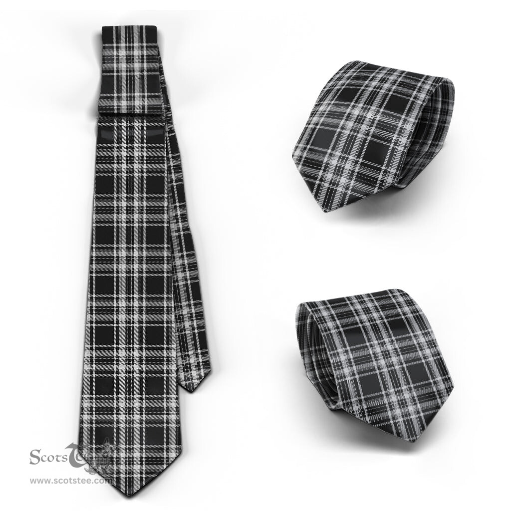 ScotsTee Shop Scottish Stewart Black and White Tartan Tie Plaid Necktie
