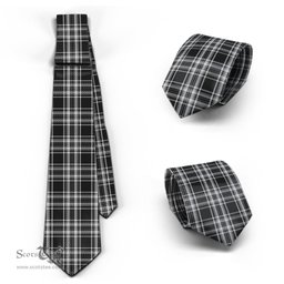 ScotsTee Shop Scottish Stewart Black and White Tartan Tie Plaid Necktie
