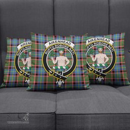 ScotsTee Shop Scottish Aikenhead Clan Crest Tartan Pillow/ Pillow Cover Tartan Accessories for Home
