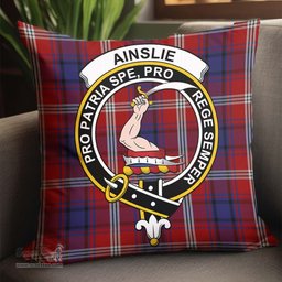 ScotsTee Shop Scottish Ainslie Clan Crest Tartan Pillow/ Pillow Cover Tartan Accessories for Home